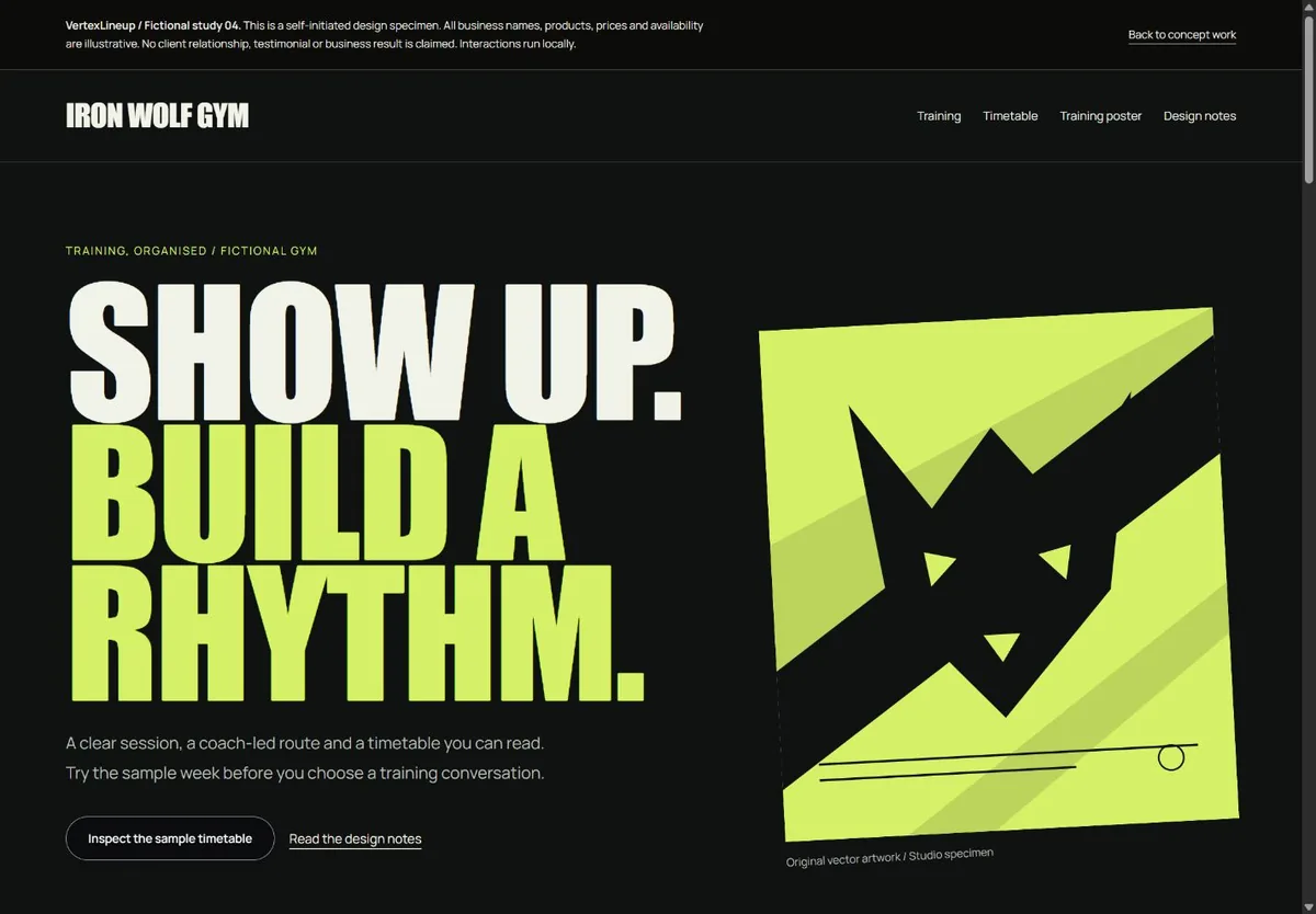 Actual desktop capture of Iron Wolf Gym: Training poster